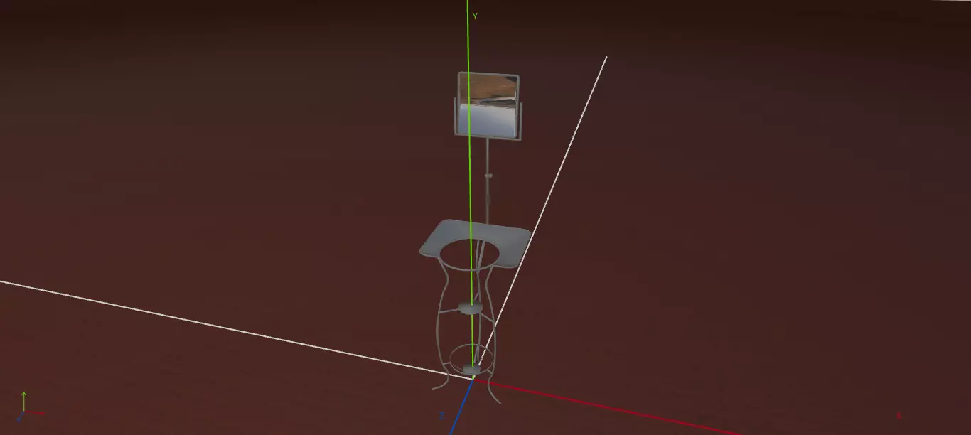 Washbasin support with mirror and basin 3D model_0