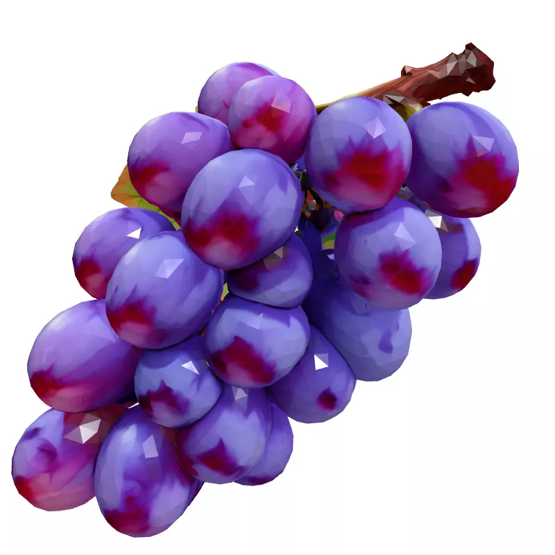 Realistic Red Grape Bunch 3D Model Low-poly 3D model_4