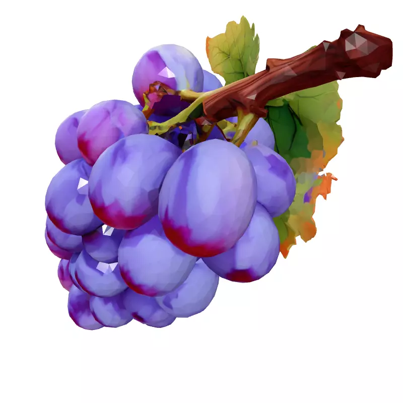 Realistic Red Grape Bunch 3D Model Low-poly 3D model_2
