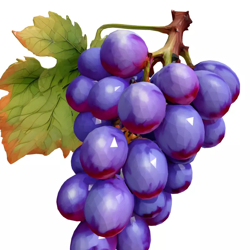 Realistic Red Grape Bunch 3D Model Low-poly 3D model_3