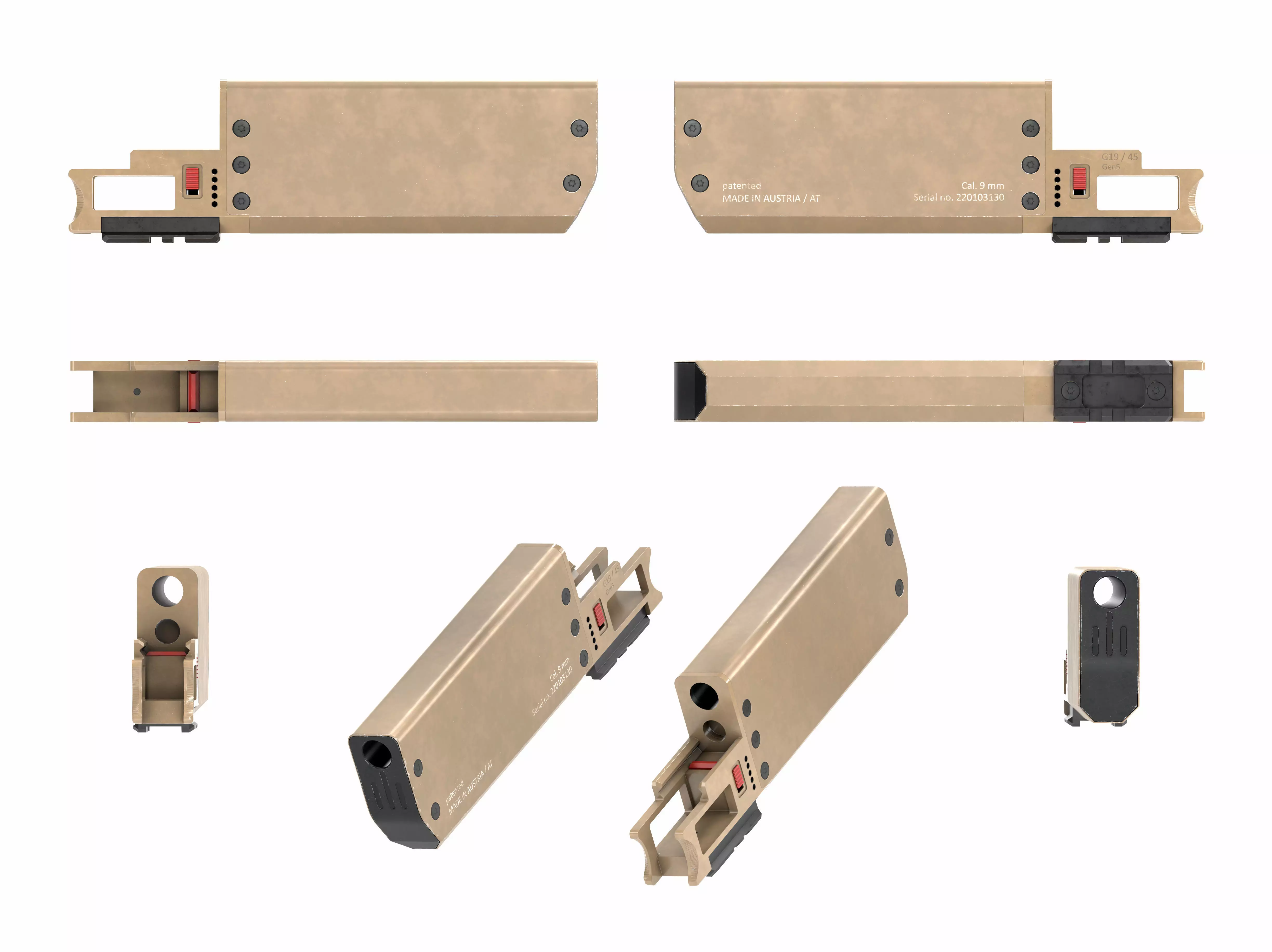 Fischer Development Suppressor FDE for Glock 19 Gen5 Low-poly 3D model_5