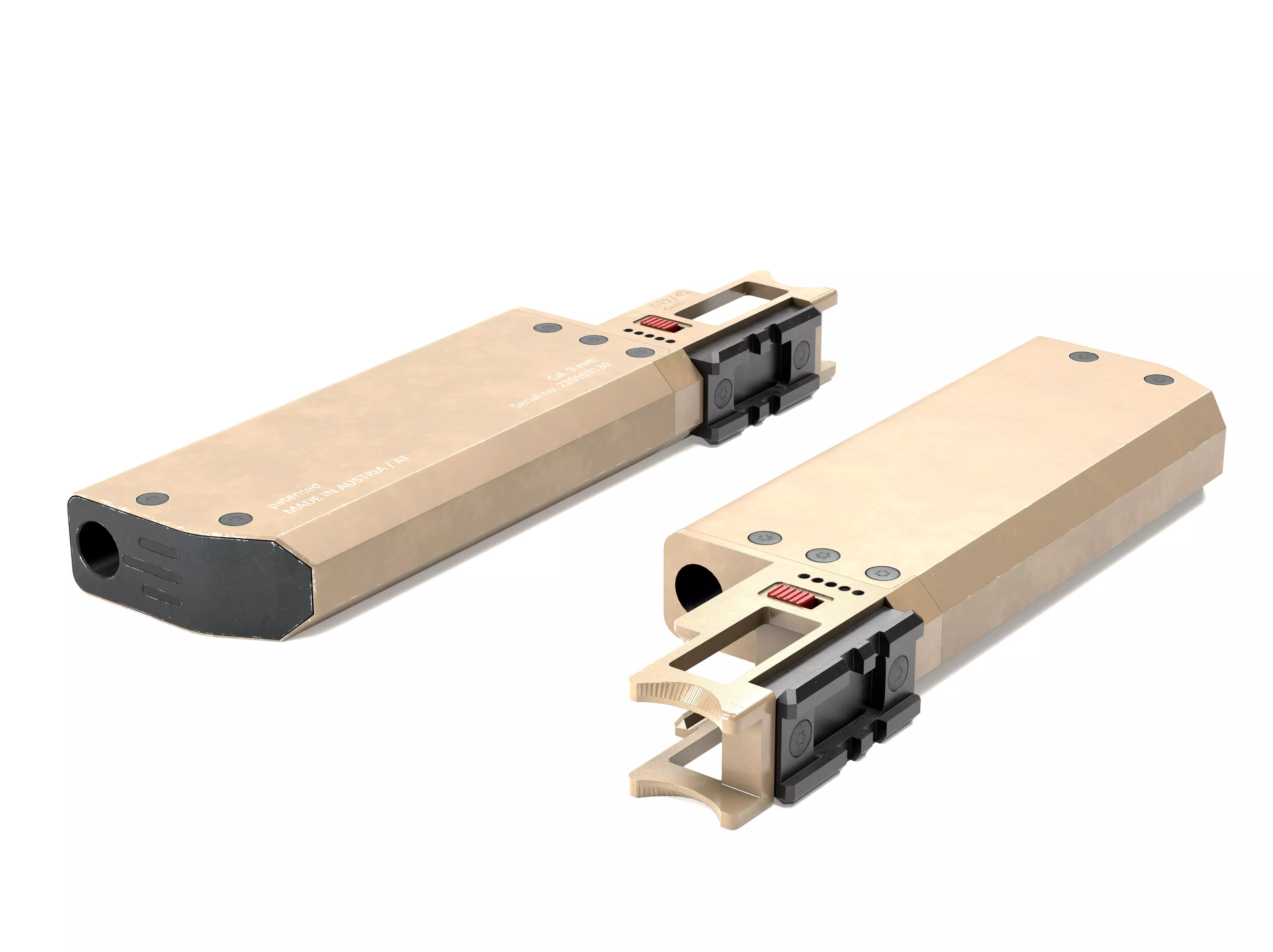 Fischer Development Suppressor FDE for Glock 19 Gen5 Low-poly 3D model_3