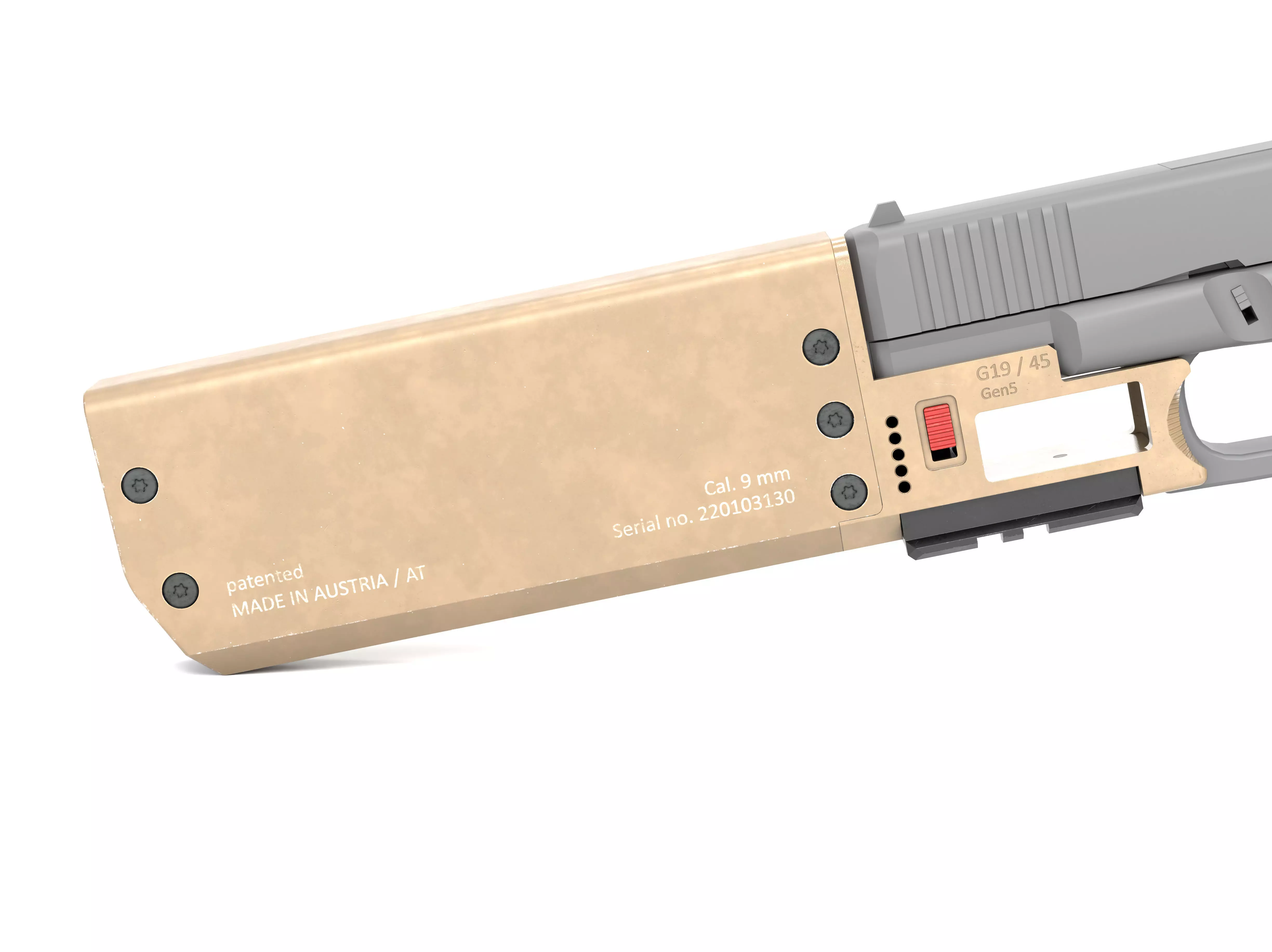 Fischer Development Suppressor FDE for Glock 19 Gen5 Low-poly 3D model_2