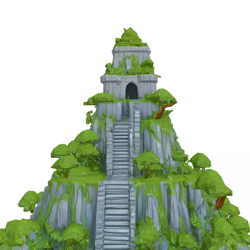 Low Poly Mayan Pyramid Diorama Low-poly 3D model_4