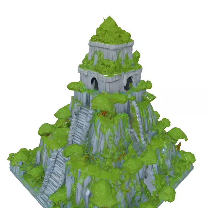 Low Poly Mayan Pyramid Diorama Low-poly 3D model_2