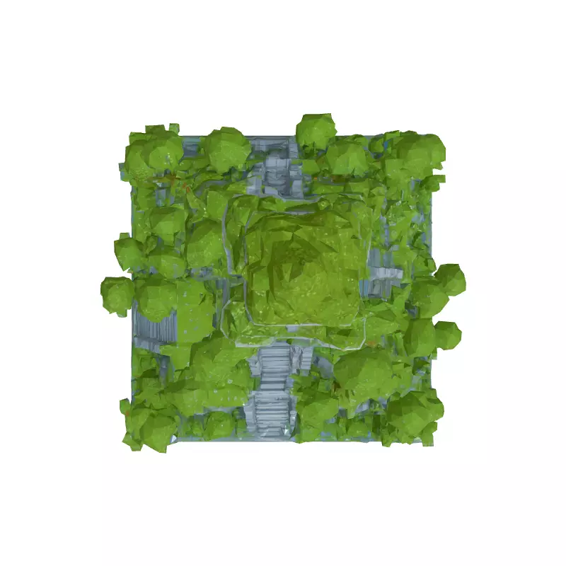 Low Poly Mayan Pyramid Diorama Low-poly 3D model_8