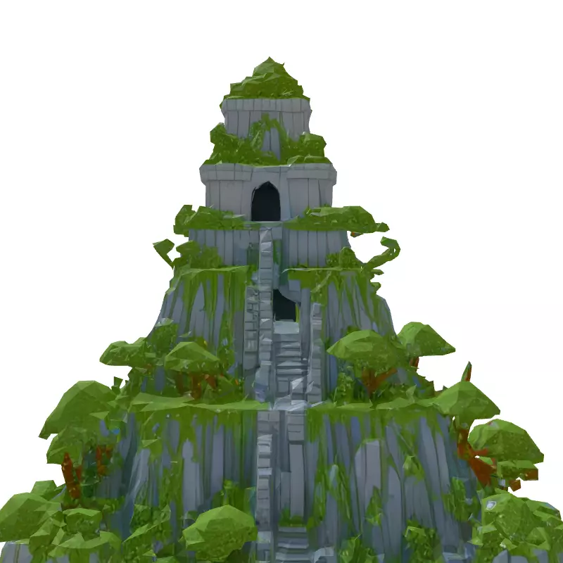 Low Poly Mayan Pyramid Diorama Low-poly 3D model_7