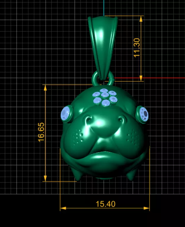 golden hippo pendant 3D print model_5