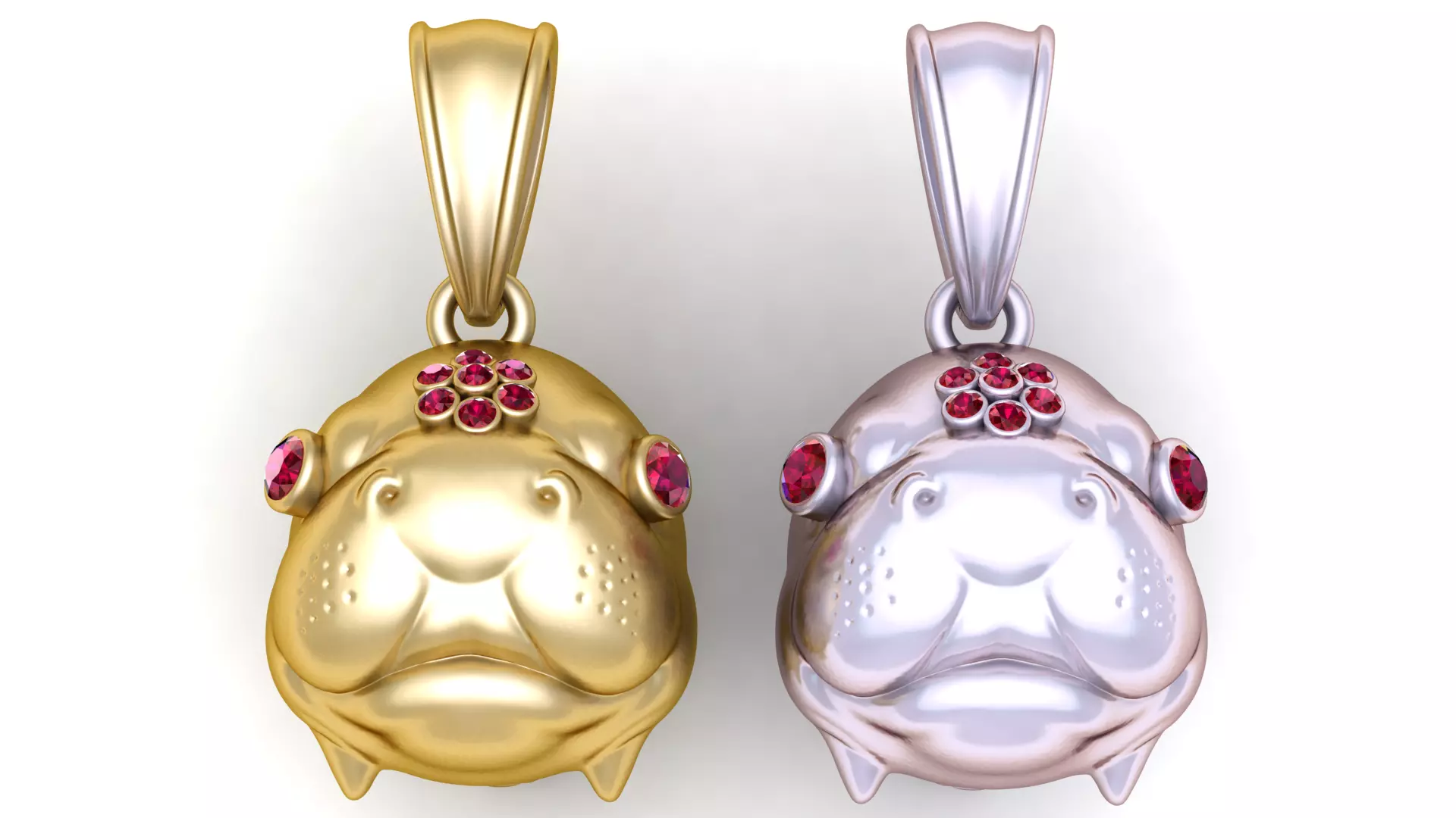 golden hippo pendant 3D print model_2