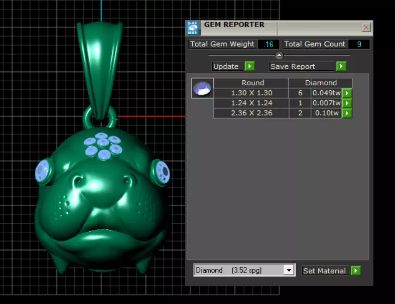 golden hippo pendant 3D print model_4