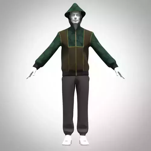 Mens hoodie 3d clothing Low-poly 3D model