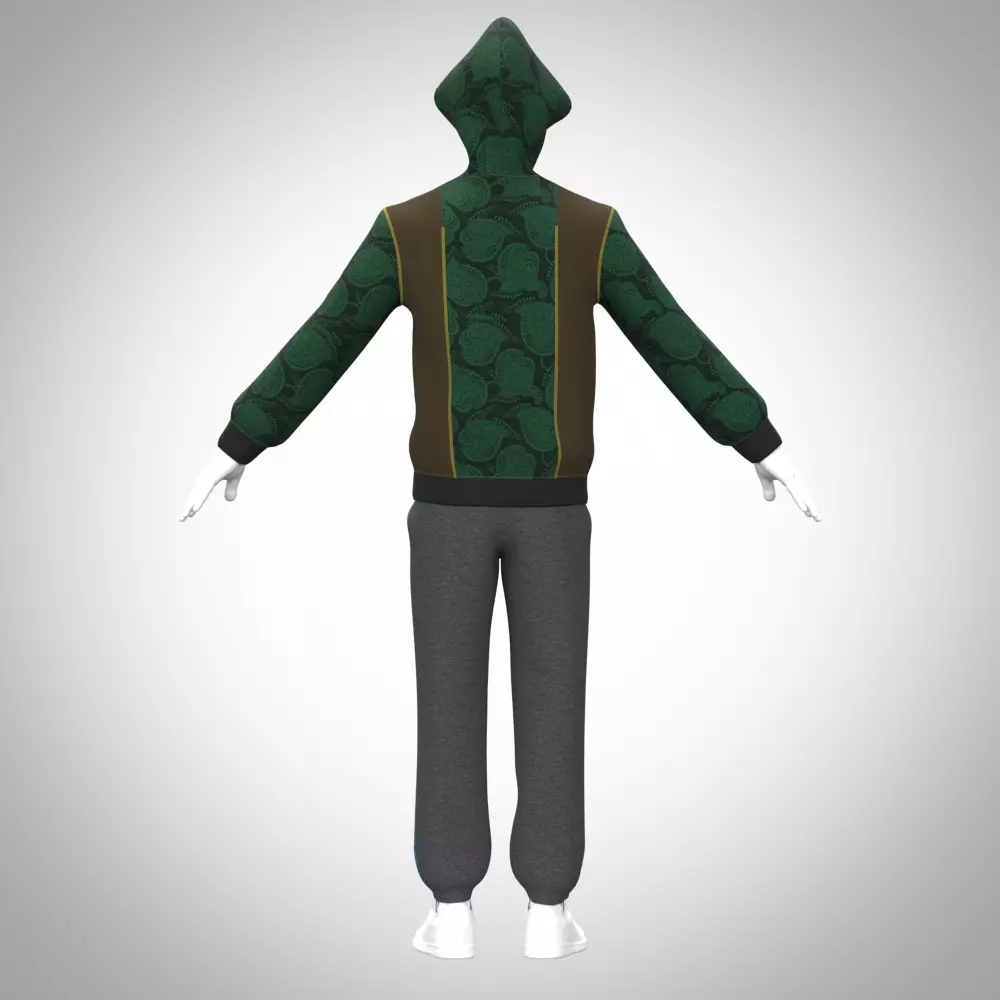 Mens hoodie 3d clothing Low-poly 3D model_1