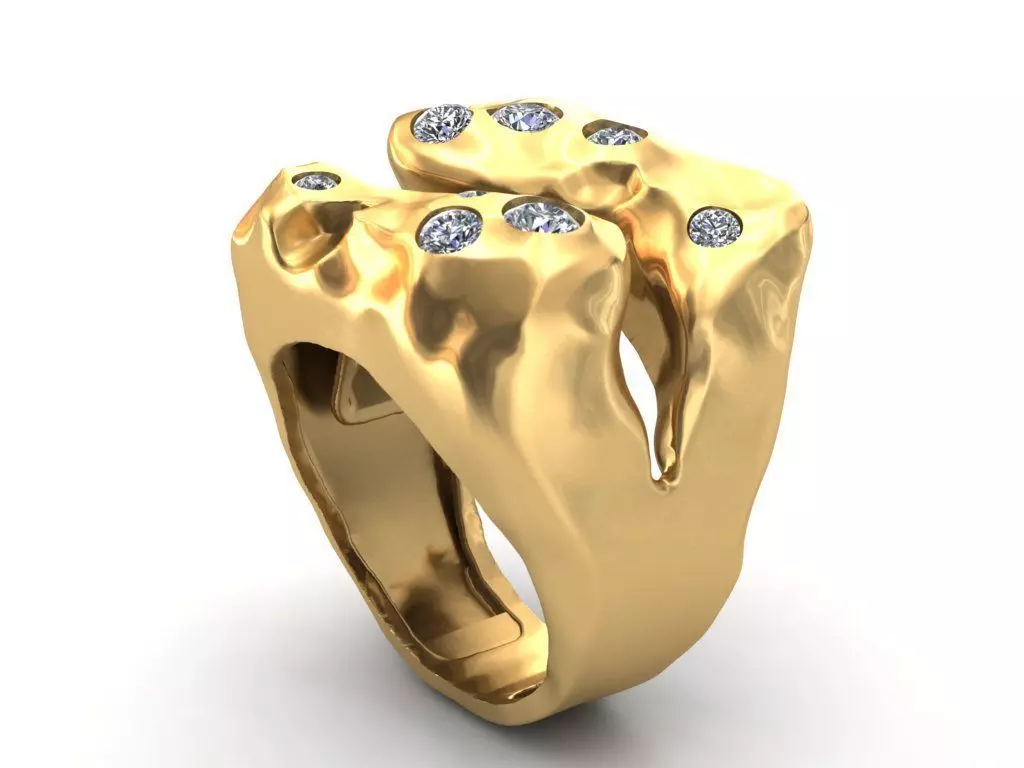 Colored Gemstone Ring- Heavy and Light Versions 3D print model_0