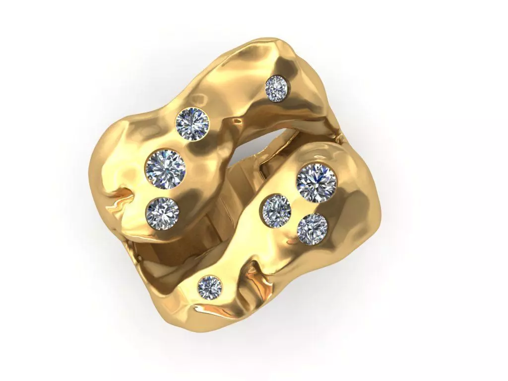 Colored Gemstone Ring- Heavy and Light Versions 3D print model_3