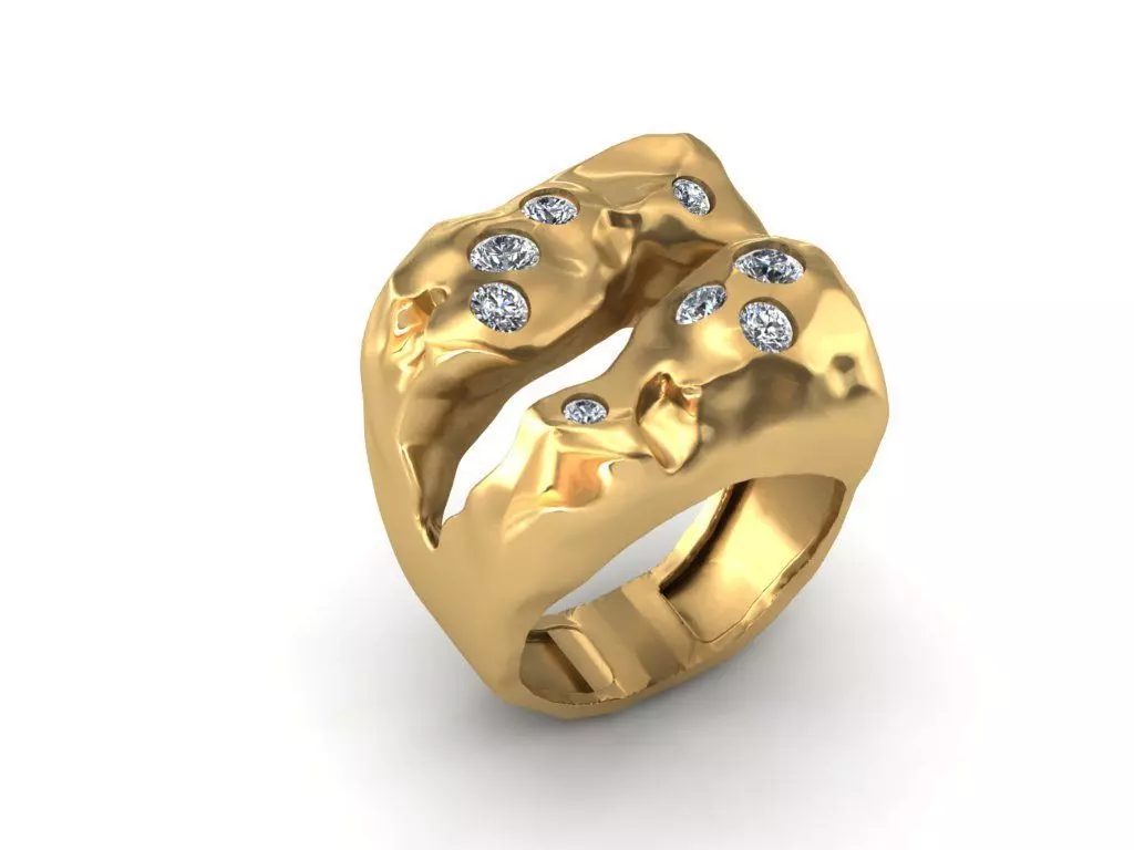 Colored Gemstone Ring- Heavy and Light Versions 3D print model_1
