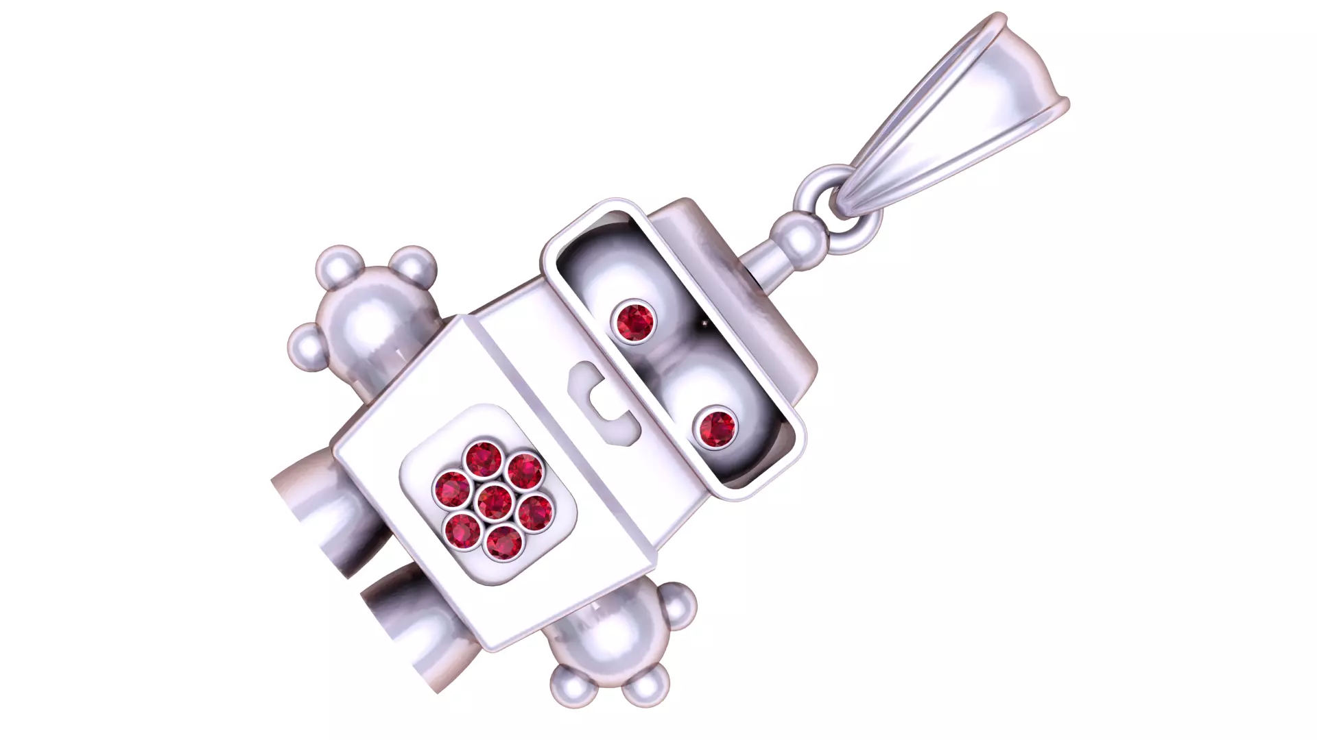 golden robot pendant 3D print model_2