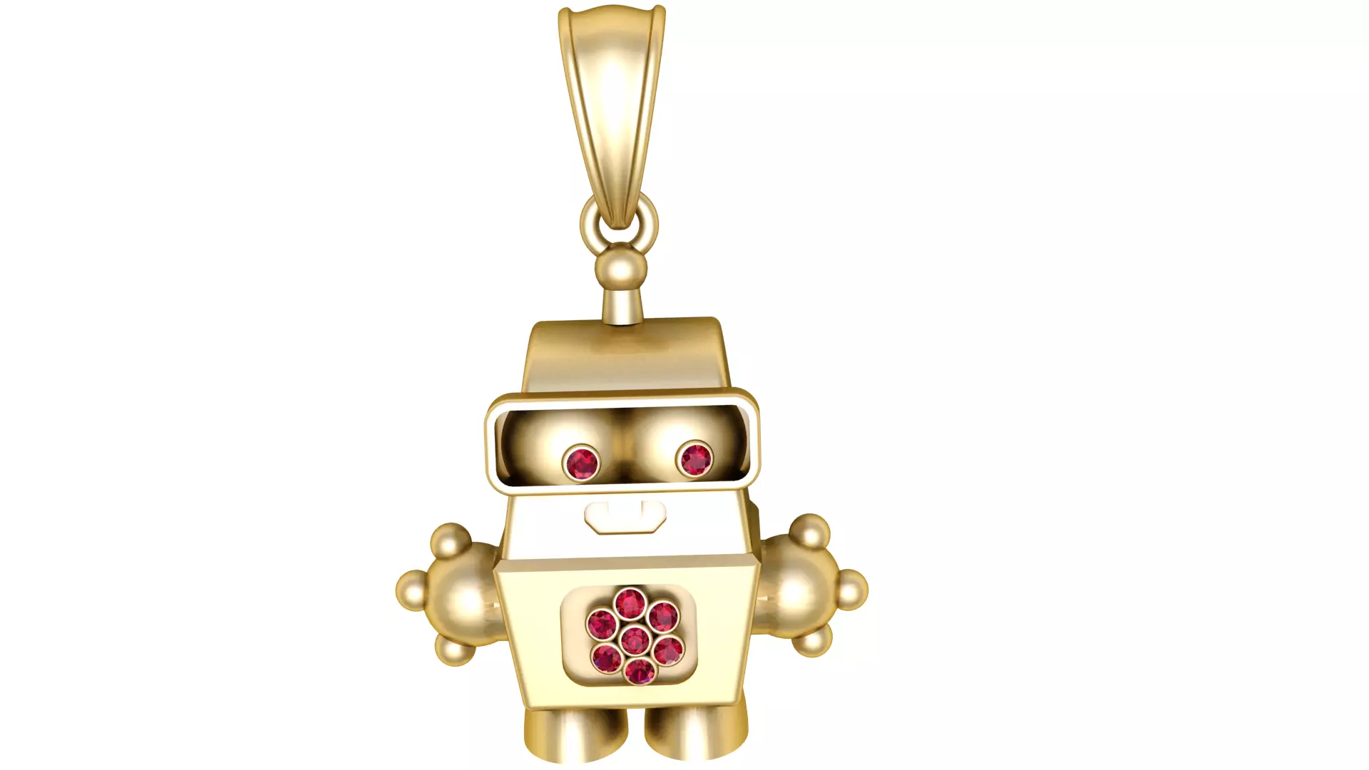 golden robot pendant 3D print model_0