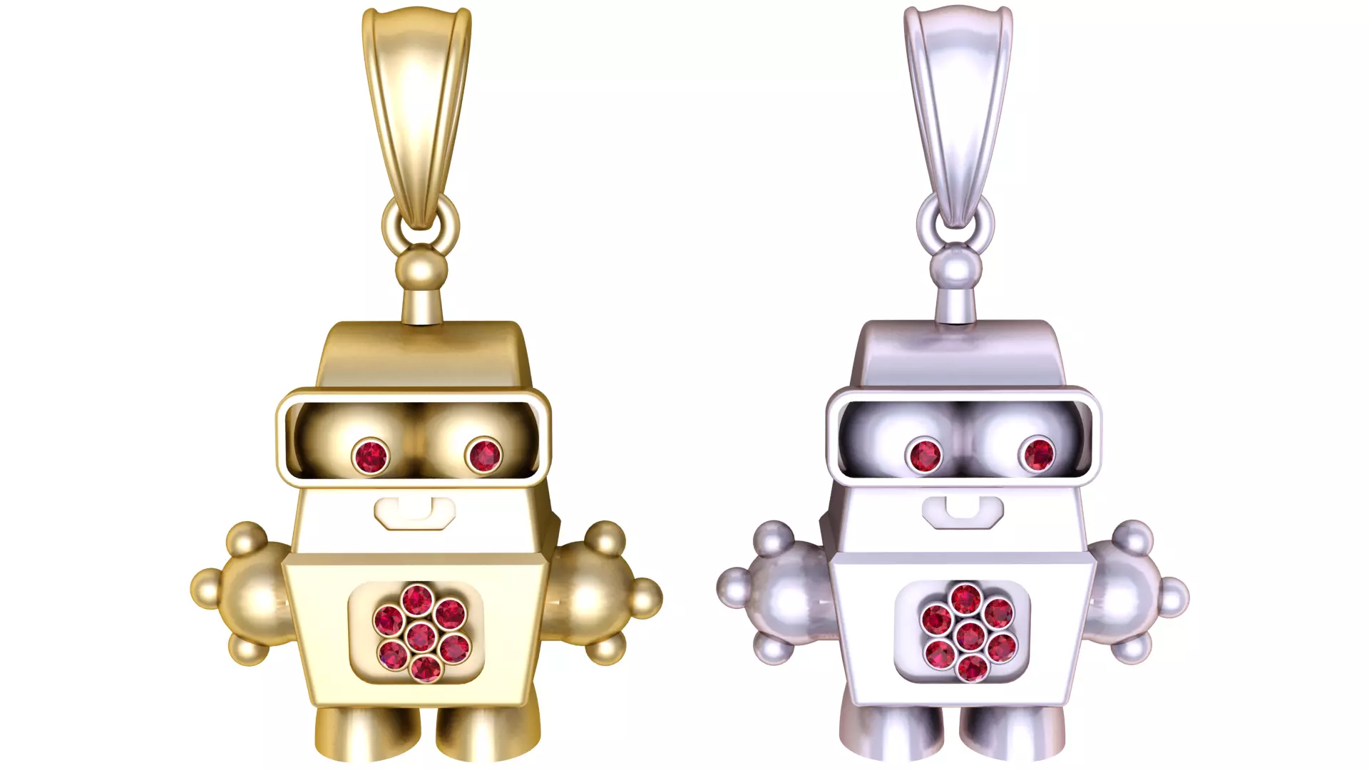 golden robot pendant 3D print model_1