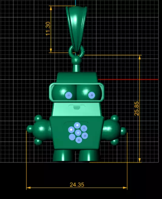 golden robot pendant 3D print model_4