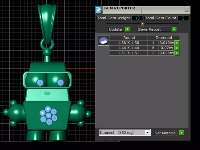 golden robot pendant 3D print model_5
