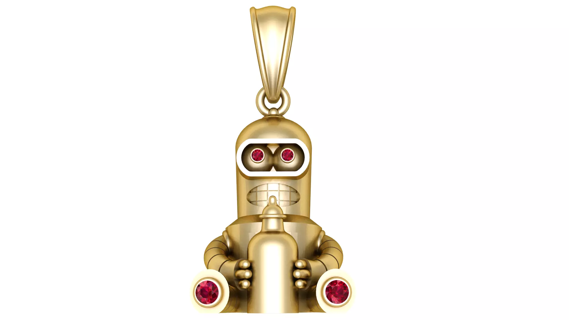 golden robot pendant 3D print model