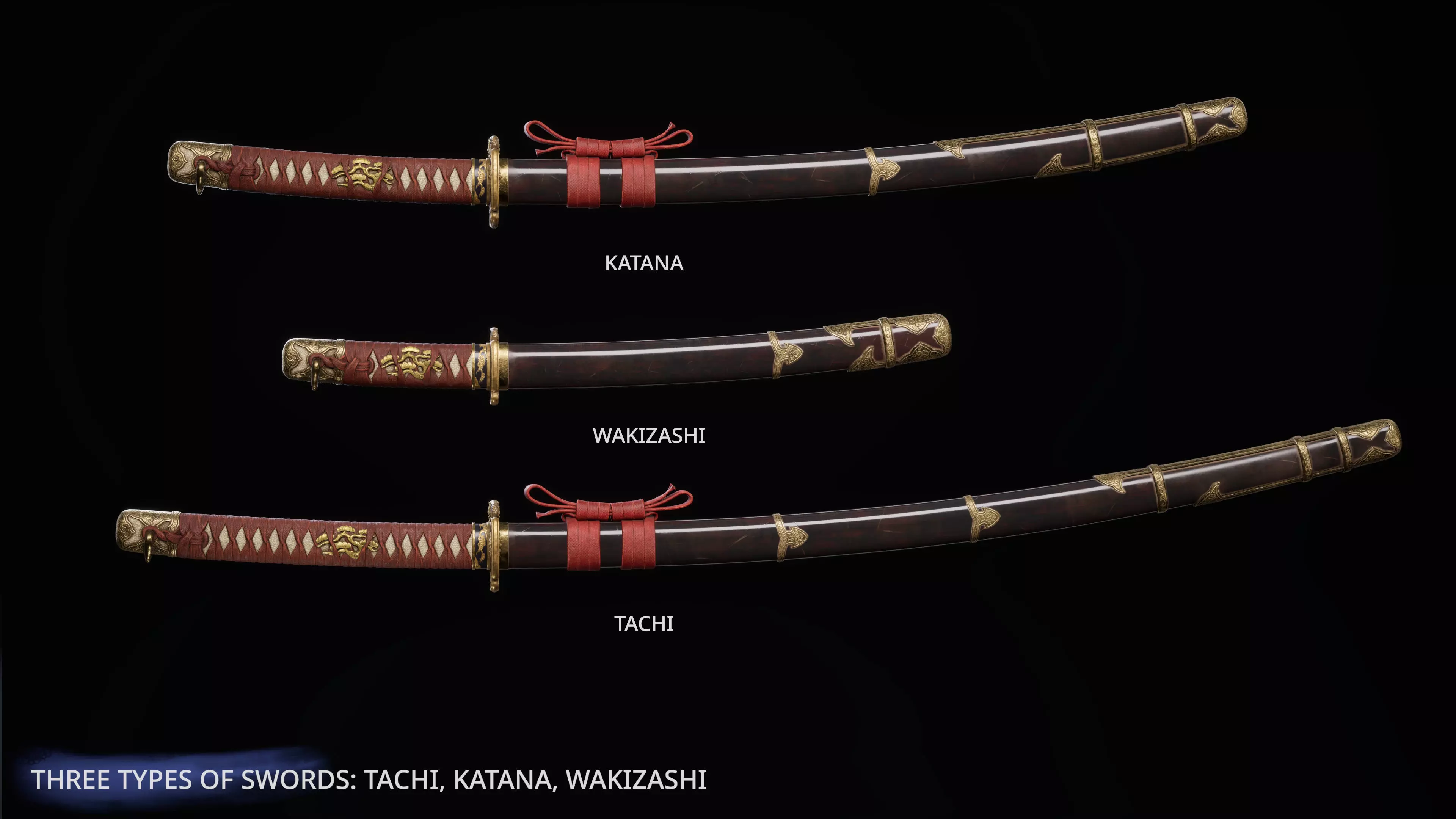 Katana Samurai Sword Blade Modular Pack Peony Flower Game-Ready Low-poly 3D model_5