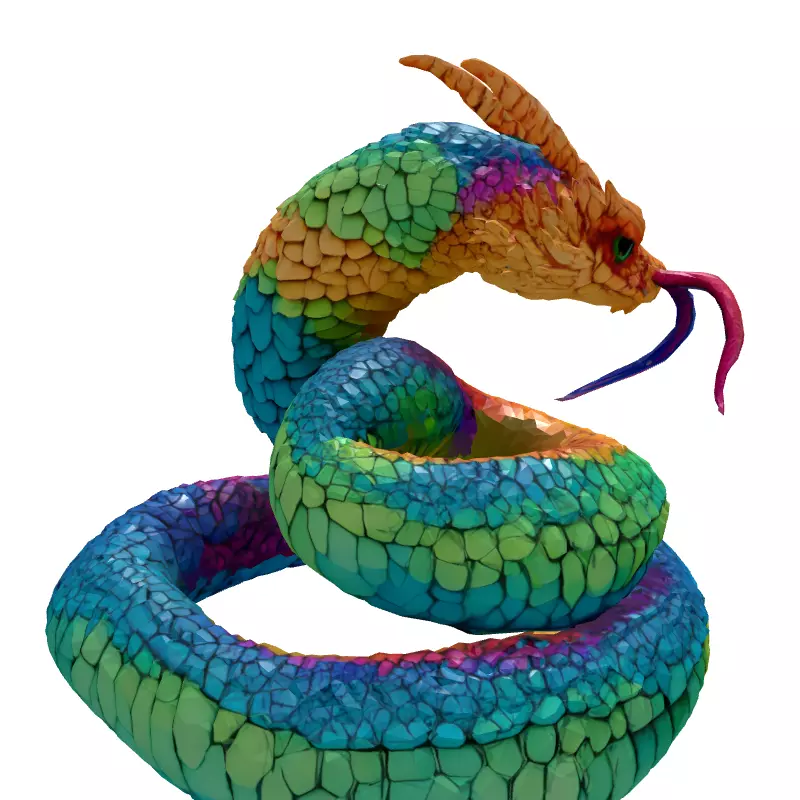 Rainbow Dragon Snake 3D Model Low-poly 3D model_6