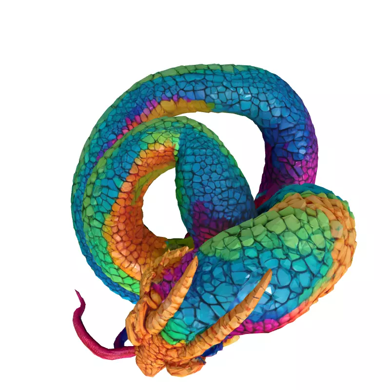 Rainbow Dragon Snake 3D Model Low-poly 3D model_8