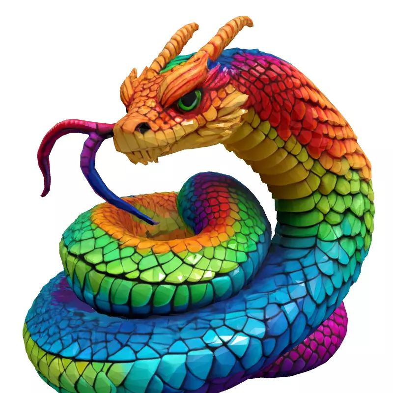 Rainbow Dragon Snake 3D Model Low-poly 3D model_4
