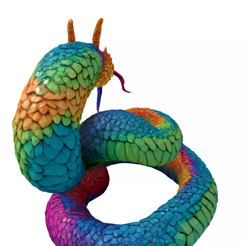 Rainbow Dragon Snake 3D Model Low-poly 3D model_5