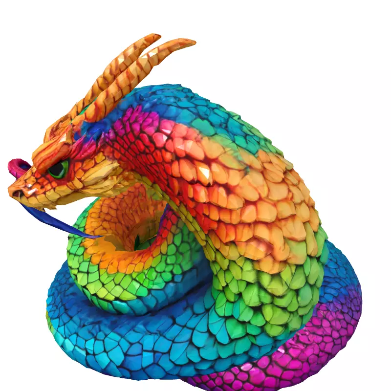 Rainbow Dragon Snake 3D Model Low-poly 3D model_2