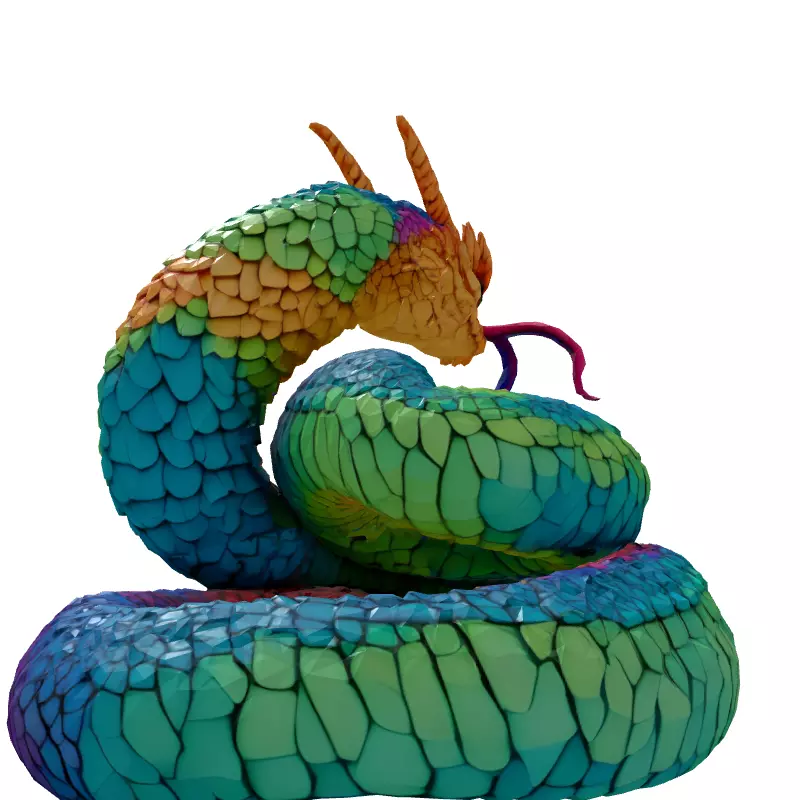 Rainbow Dragon Snake 3D Model Low-poly 3D model_7