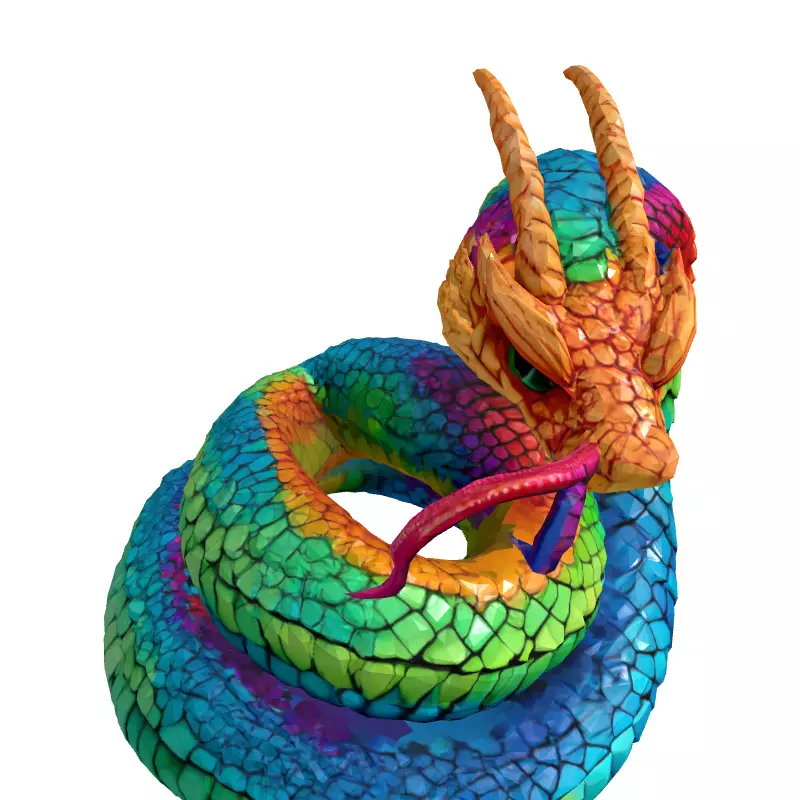 Rainbow Dragon Snake 3D Model Low-poly 3D model_3