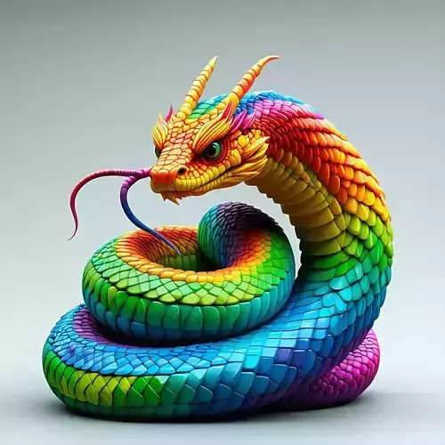 Rainbow Dragon Snake 3D Model Low-poly 3D model