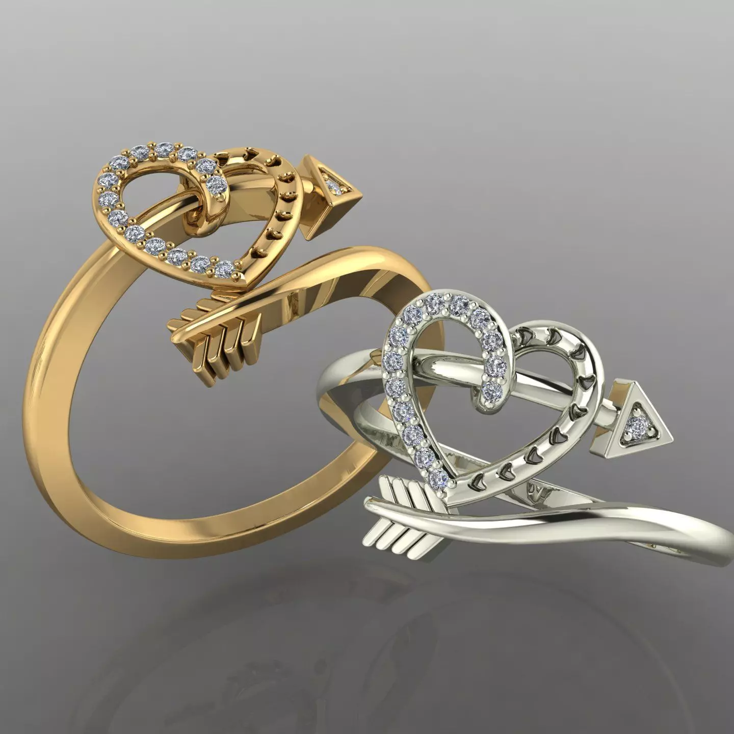 anillo tipo flecha corazon  3D print model_0