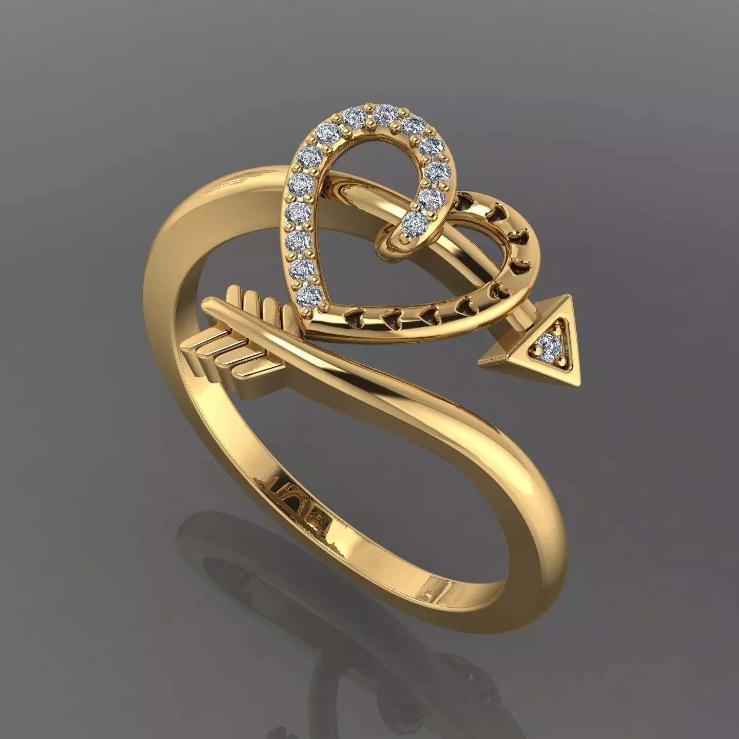 anillo tipo flecha corazon  3D print model_1