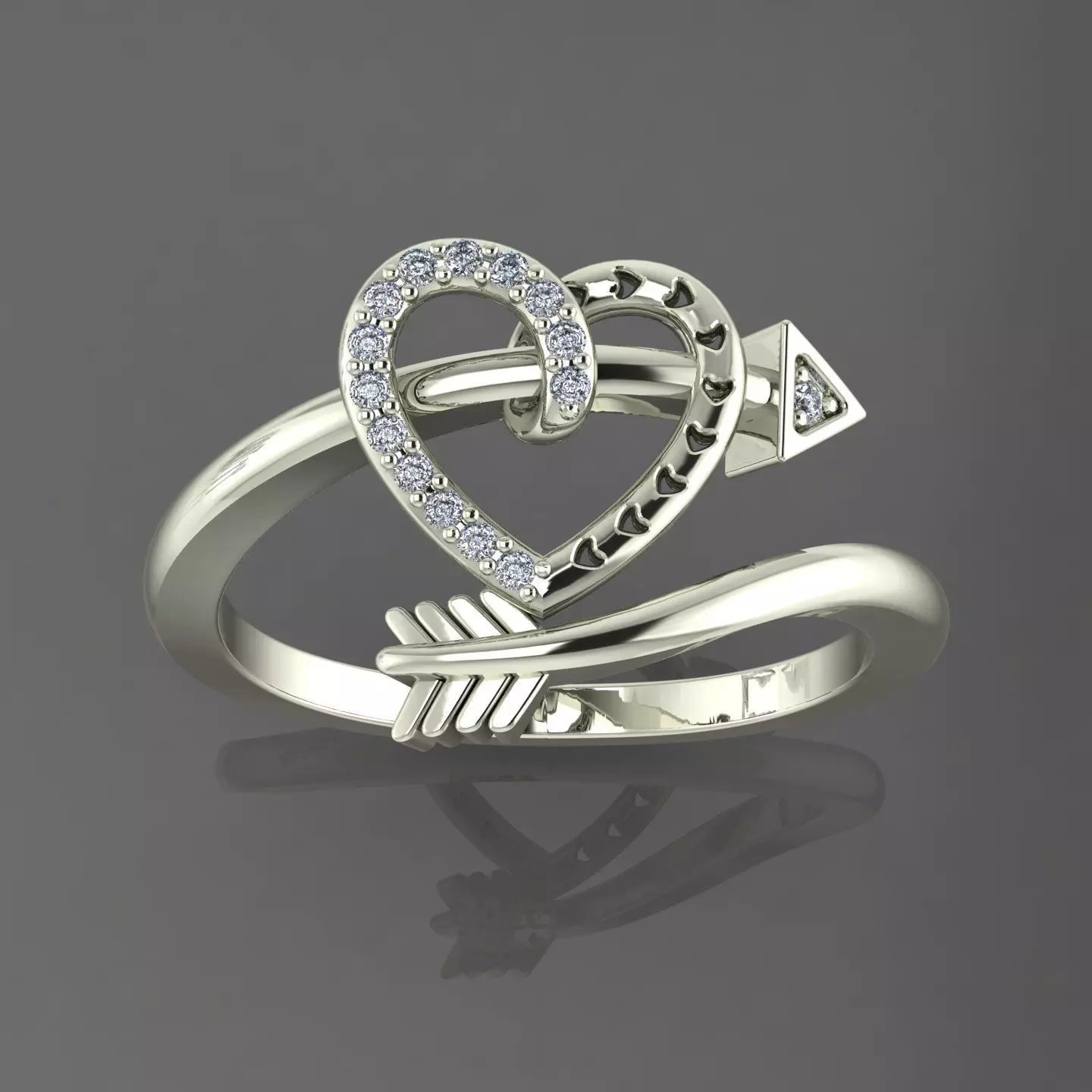 anillo tipo flecha corazon  3D print model_2