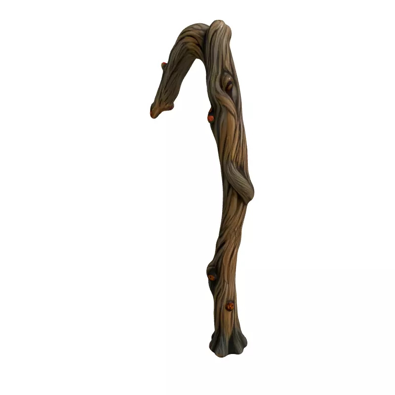 Spooky Gnarled Wooden Staff 3D Model Low-poly 3D model_3