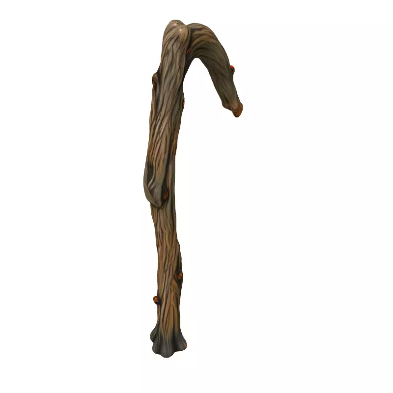 Spooky Gnarled Wooden Staff 3D Model Low-poly 3D model_2