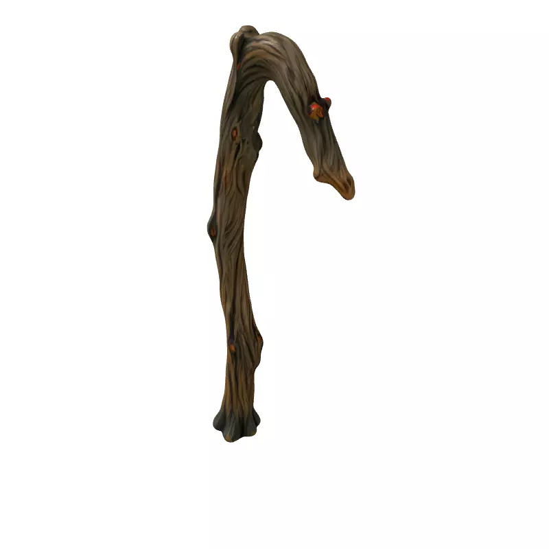 Spooky Gnarled Wooden Staff 3D Model Low-poly 3D model_5