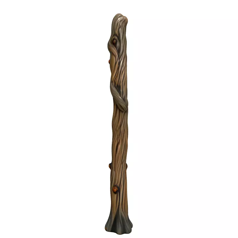 Spooky Gnarled Wooden Staff 3D Model Low-poly 3D model_4