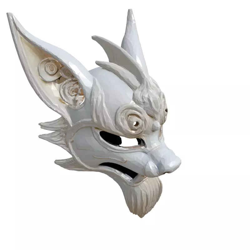 Stylized Fox Mask 3D Printable Model Low-poly 3D model_3