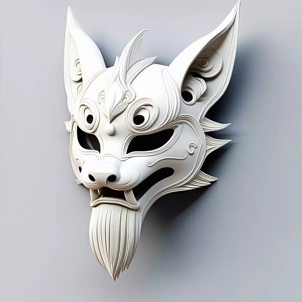 Stylized Fox Mask 3D Printable Model Low-poly 3D model_0