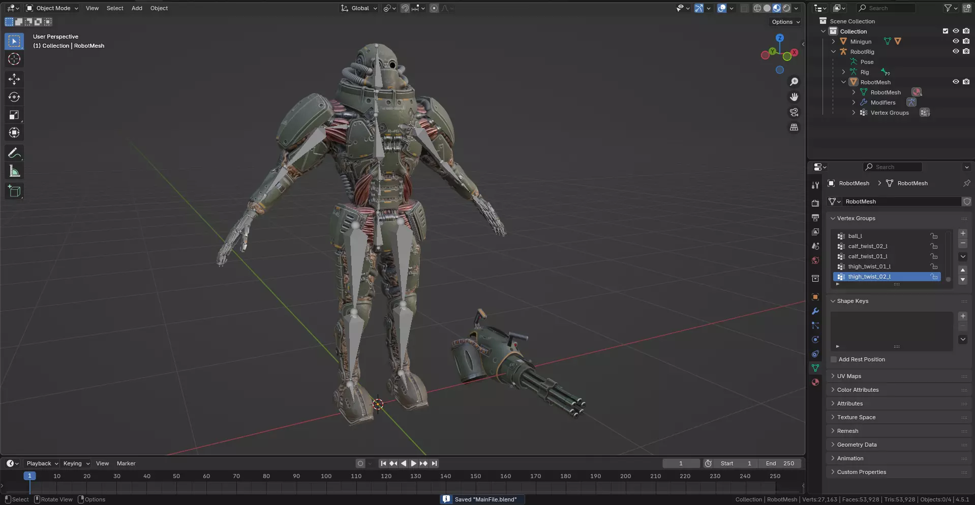 Rigged Juggernaut Military Robot with Minigun Low-poly 3D model_30