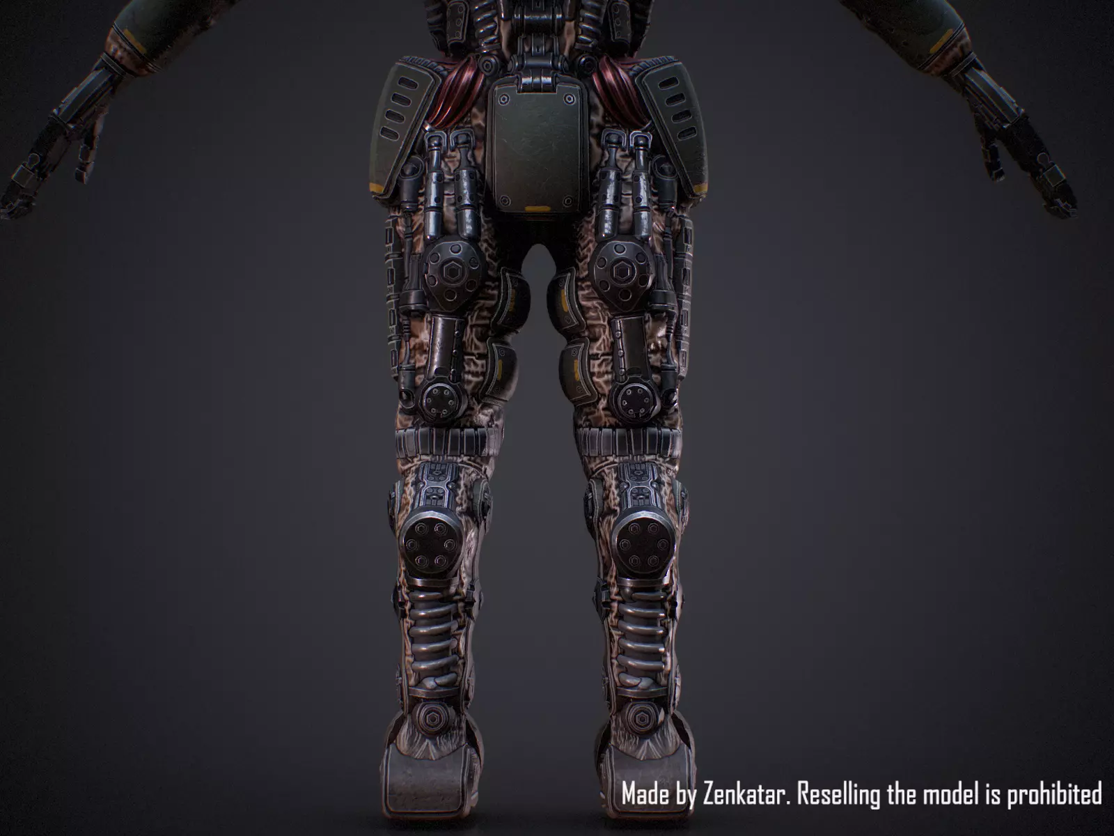 Rigged Juggernaut Military Robot with Minigun Low-poly 3D model_16