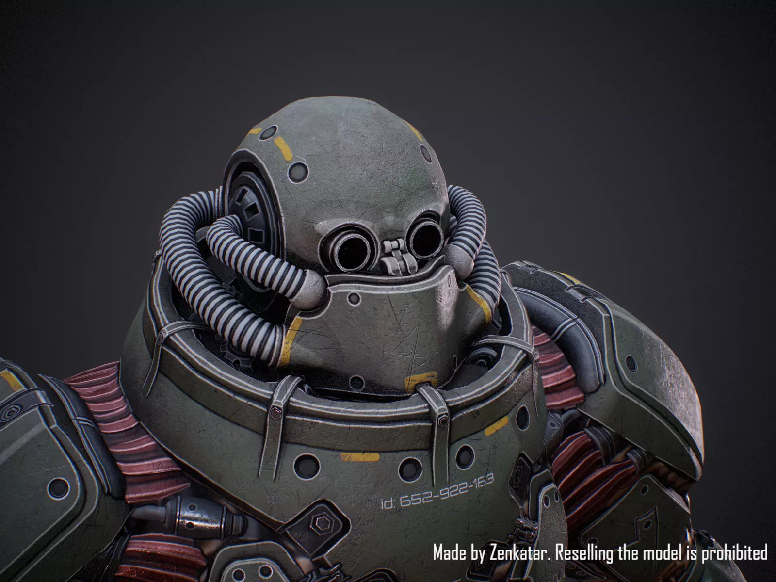 Rigged Juggernaut Military Robot with Minigun Low-poly 3D model_19