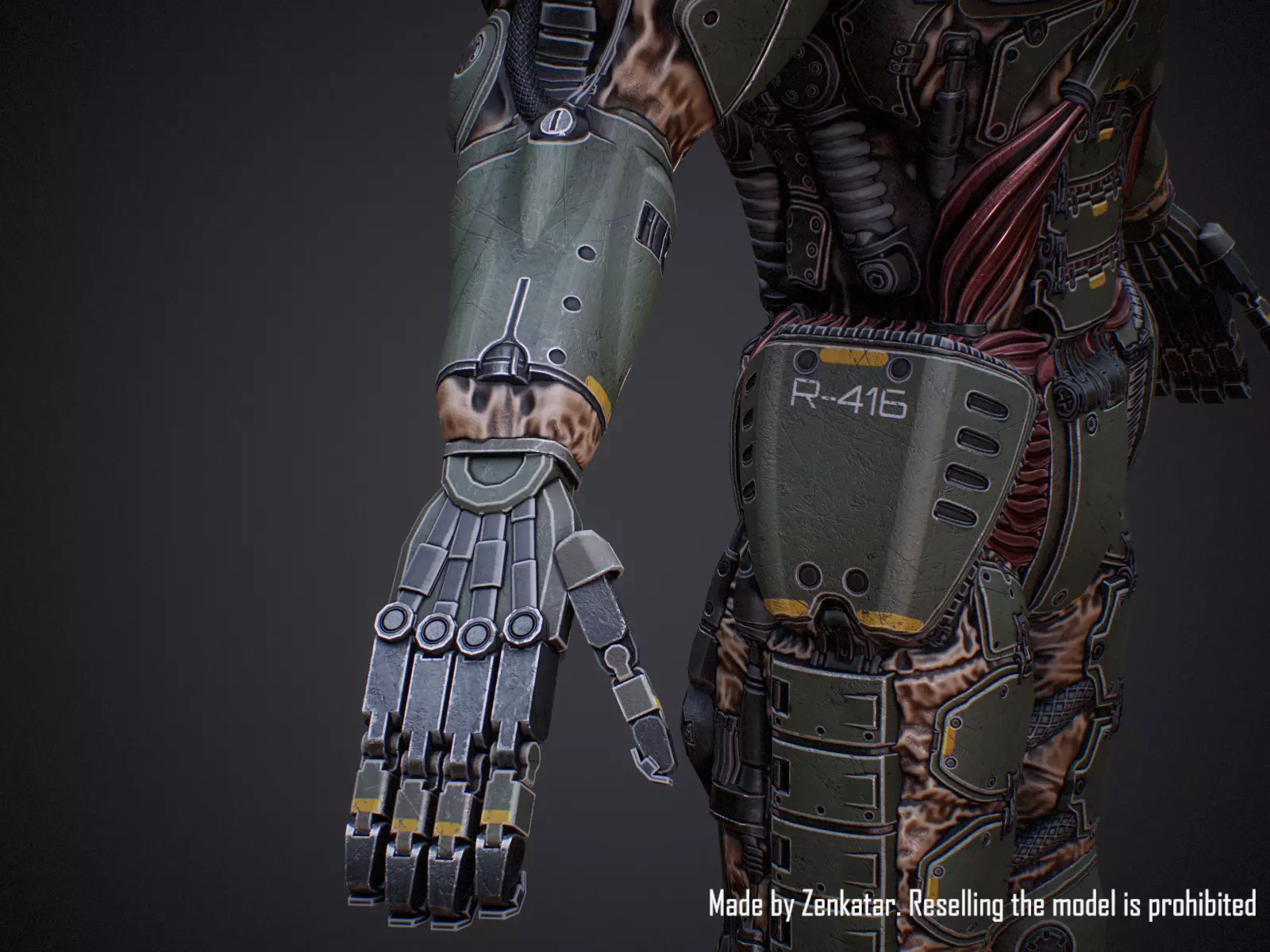 Rigged Juggernaut Military Robot with Minigun Low-poly 3D model_18