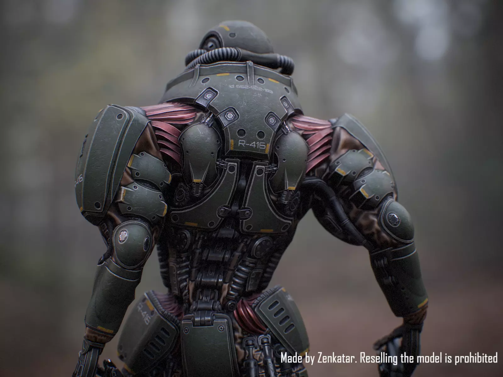 Rigged Juggernaut Military Robot with Minigun Low-poly 3D model_8