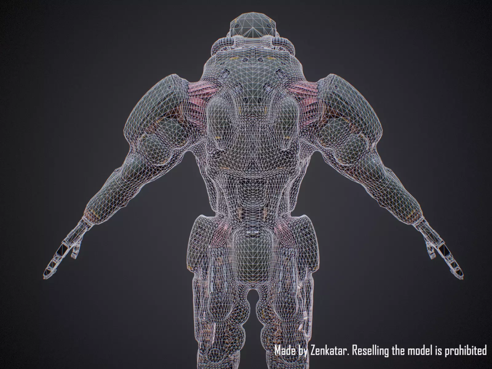 Rigged Juggernaut Military Robot with Minigun Low-poly 3D model_27