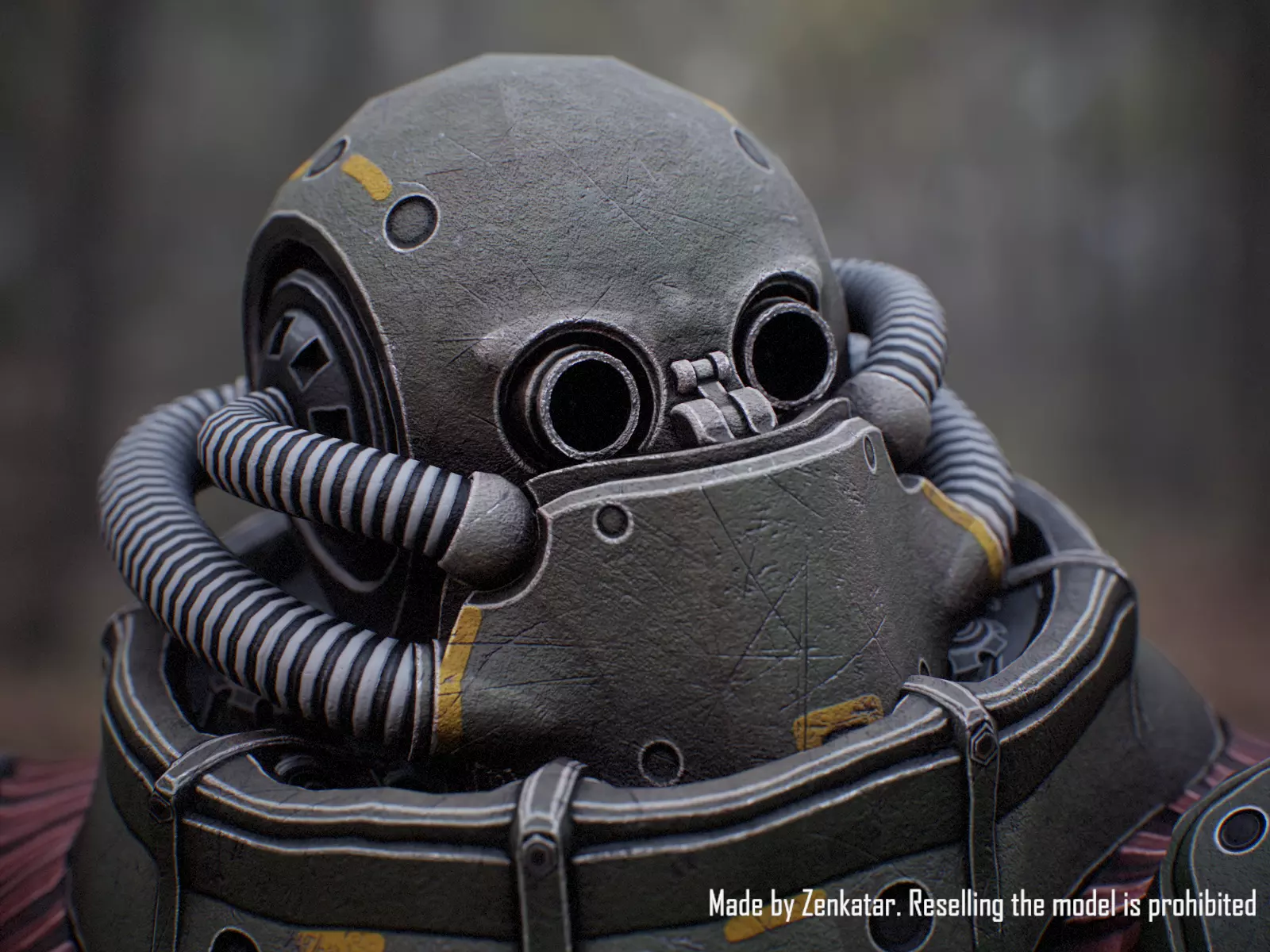 Rigged Juggernaut Military Robot with Minigun Low-poly 3D model_3